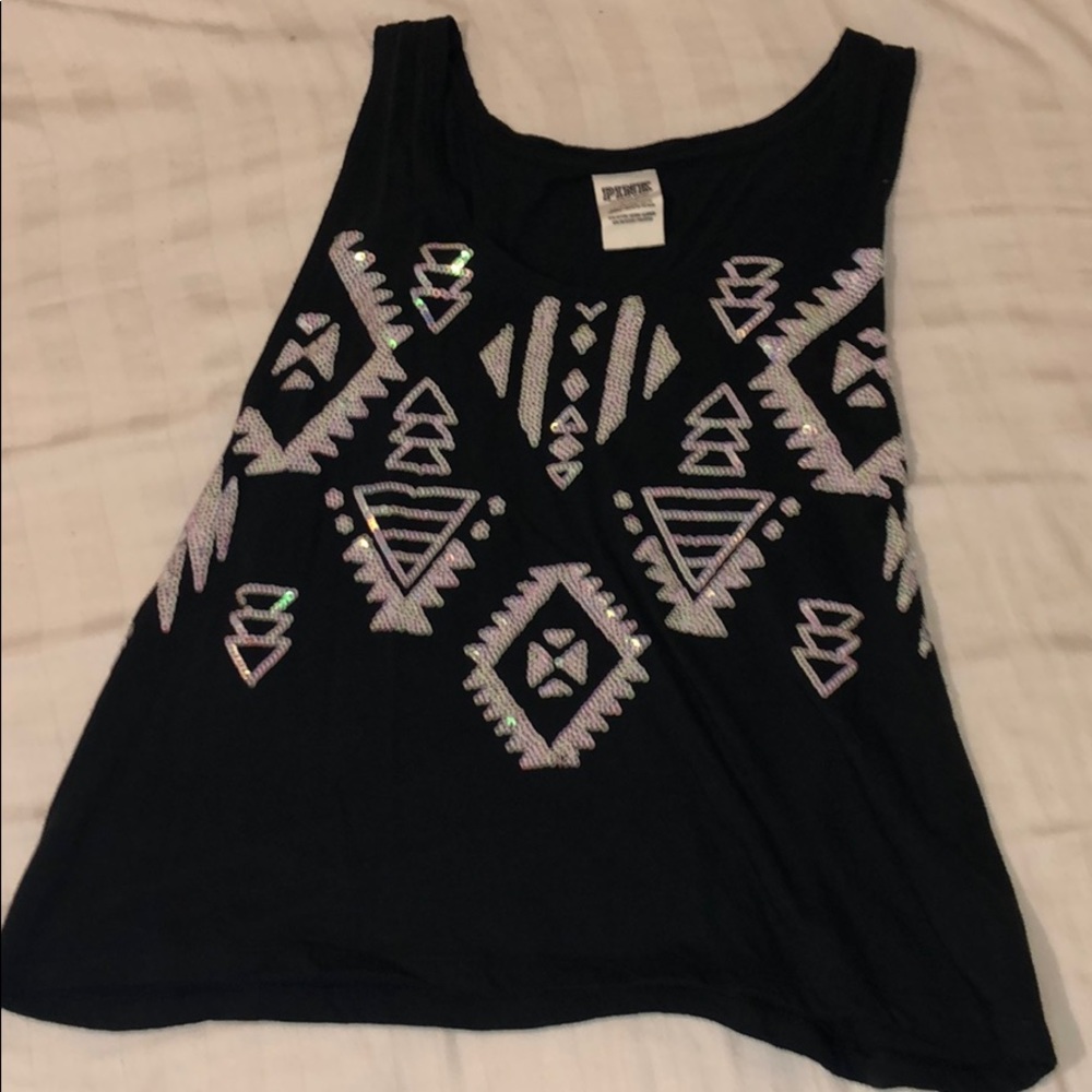 PINK black top with sequin design